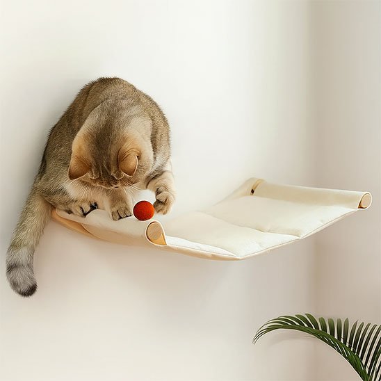 Hamac chat​ blanc chat tabby doree